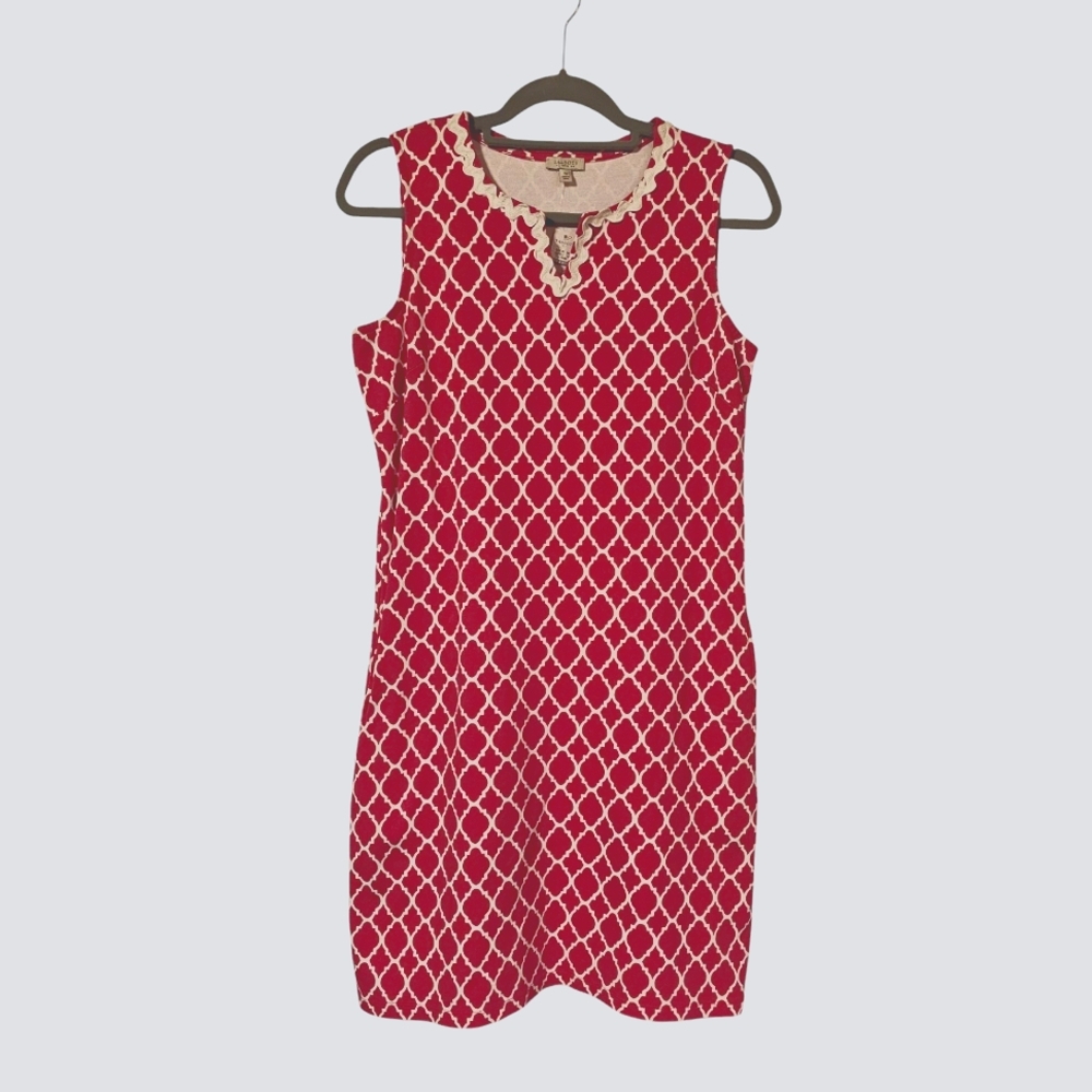 NWT Talbots Dress Sz Small Petite Pink And White Quarterfoil